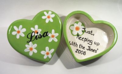 Hand painted ceramic Heart Box